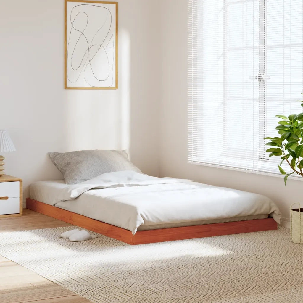 Letto matrimoniale | Letto per adulti | Giroletto Marrone Cera 120x190 cm in Legno Massello di Pino