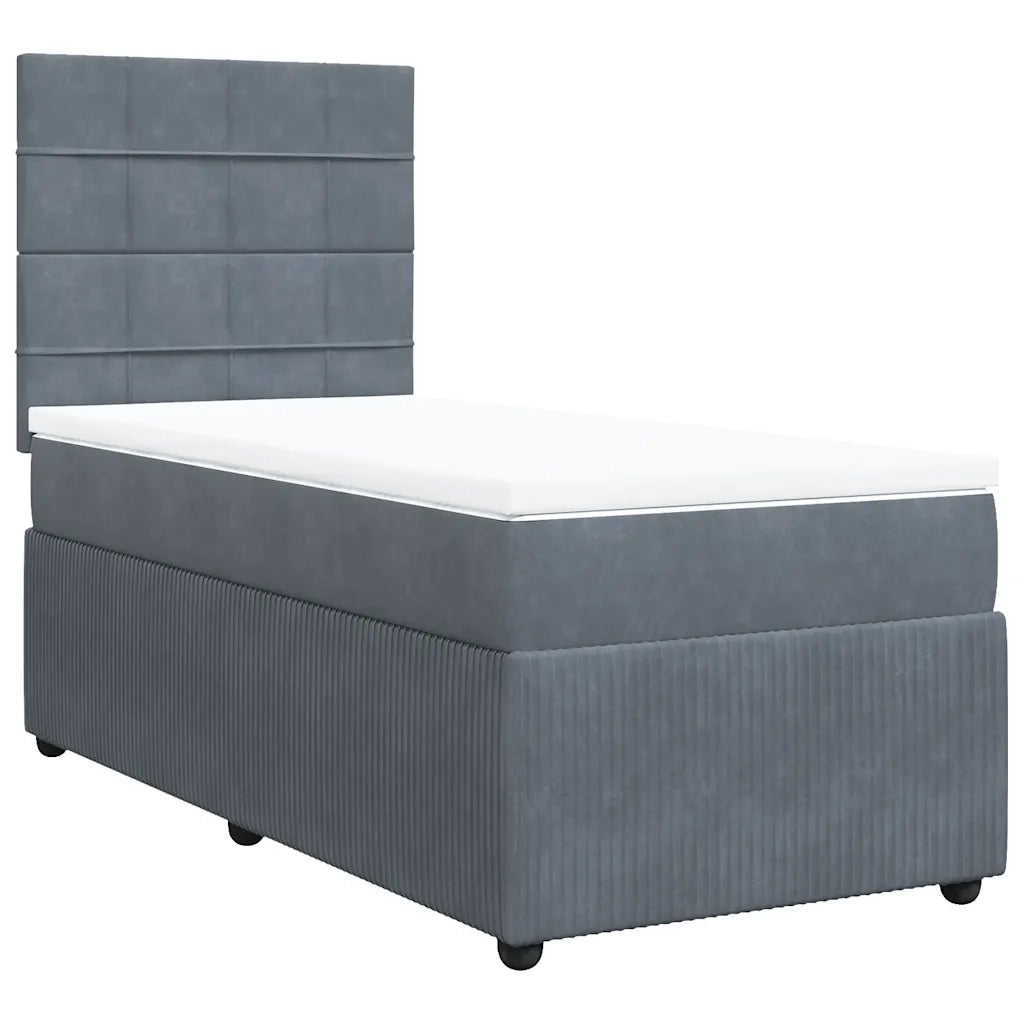 Giroletto a Molle con Materasso Grigio Scuro 90x200 cm Velluto
