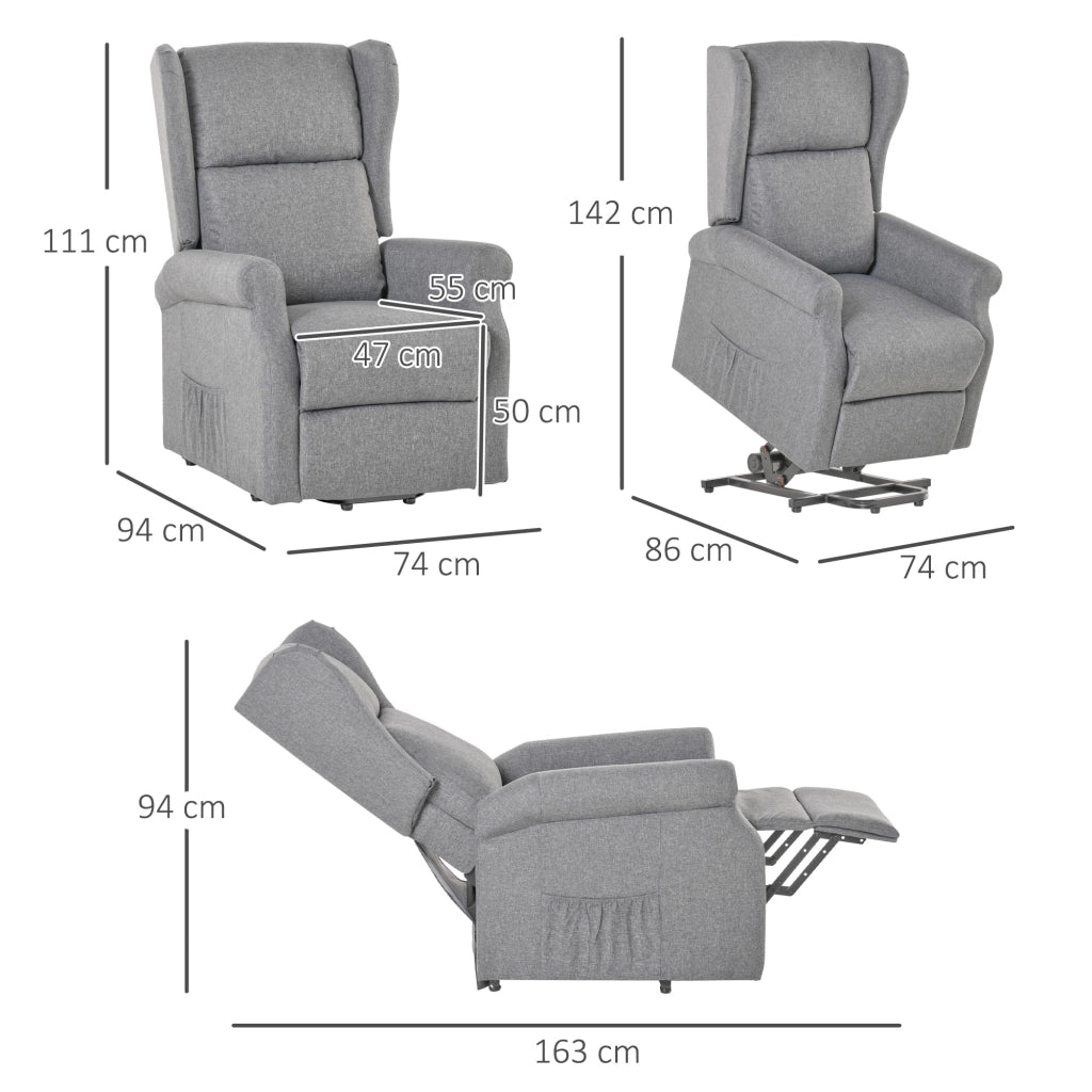 Poltrona relax alzapersona reclinabile ¨C Xylo ¨C tessuto grigio, portata 200kg