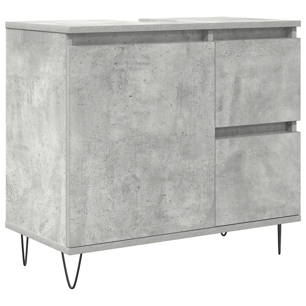 Set Mobili da Bagno 3 pz Grigio Cemento in Legno Multistrato