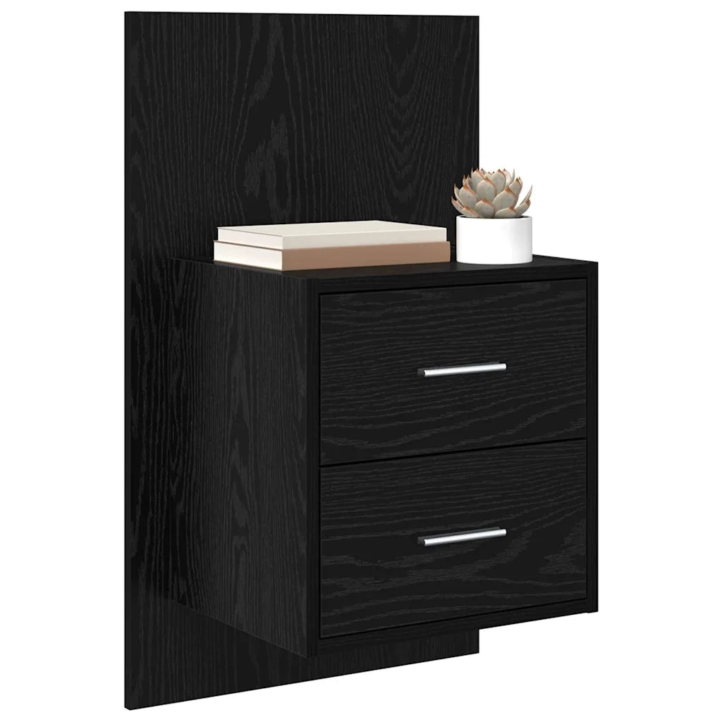 Mobiletto da comodino a parete con cassetto 2 pz-Set di 2 Tavolino da notte Rovere Nero 420526