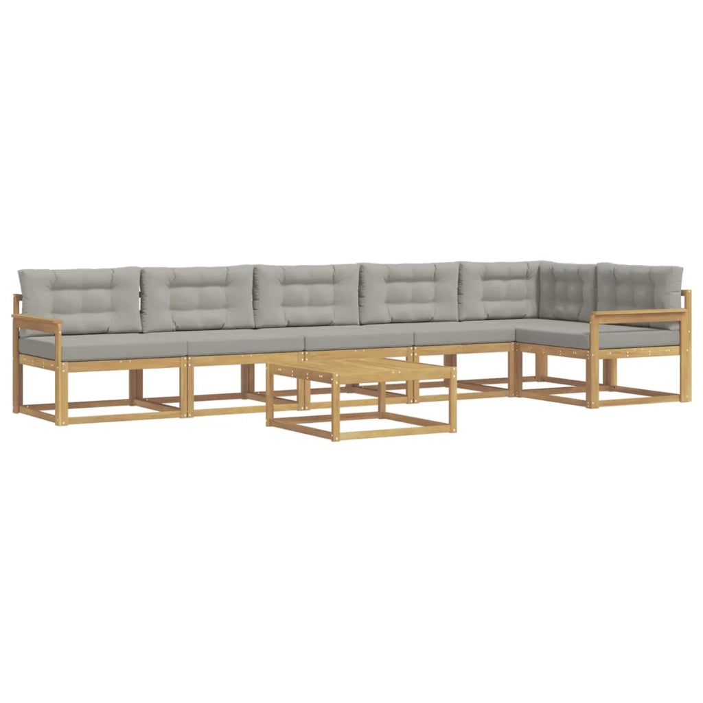 Set di divani da esterno 7 pz Bianco e Grigio Chiaro Poliestere 3386540