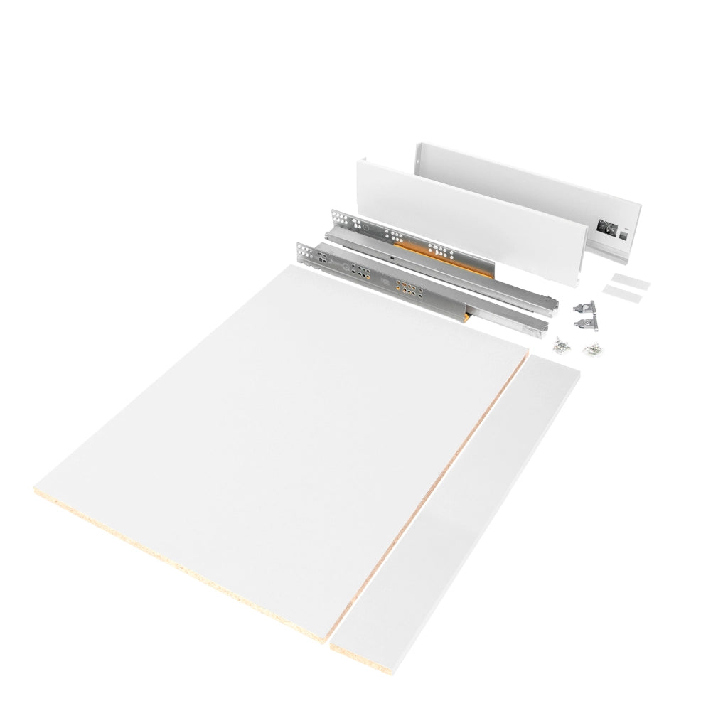 Emuca Kit cassetto per cucina o bagno Vertex di altezza 93 mm con pannelli inclusi., 900, Verniciato bianco, Vari, 1 u.