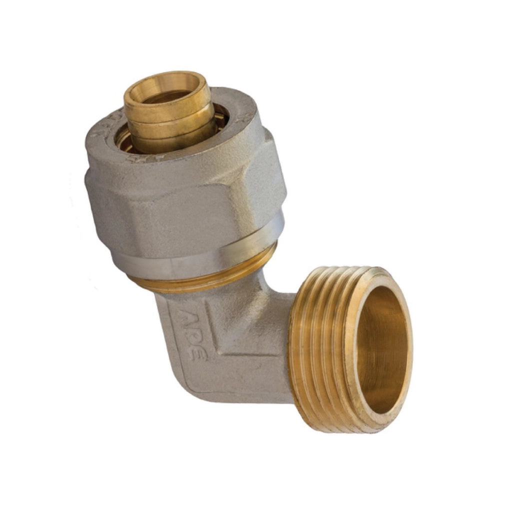 RACCORDO CURVO MASCHIO A STRINGERE TRE PEZZI PER TUBO MULTISTRATO MODELLO 753L - 1 Ø26  - APE