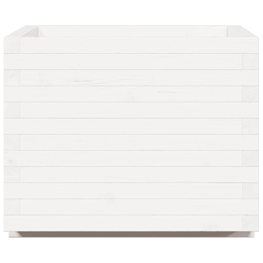 Fioriera da Giardino Bianca 60x60x49,5cm Legno Massello di Pino