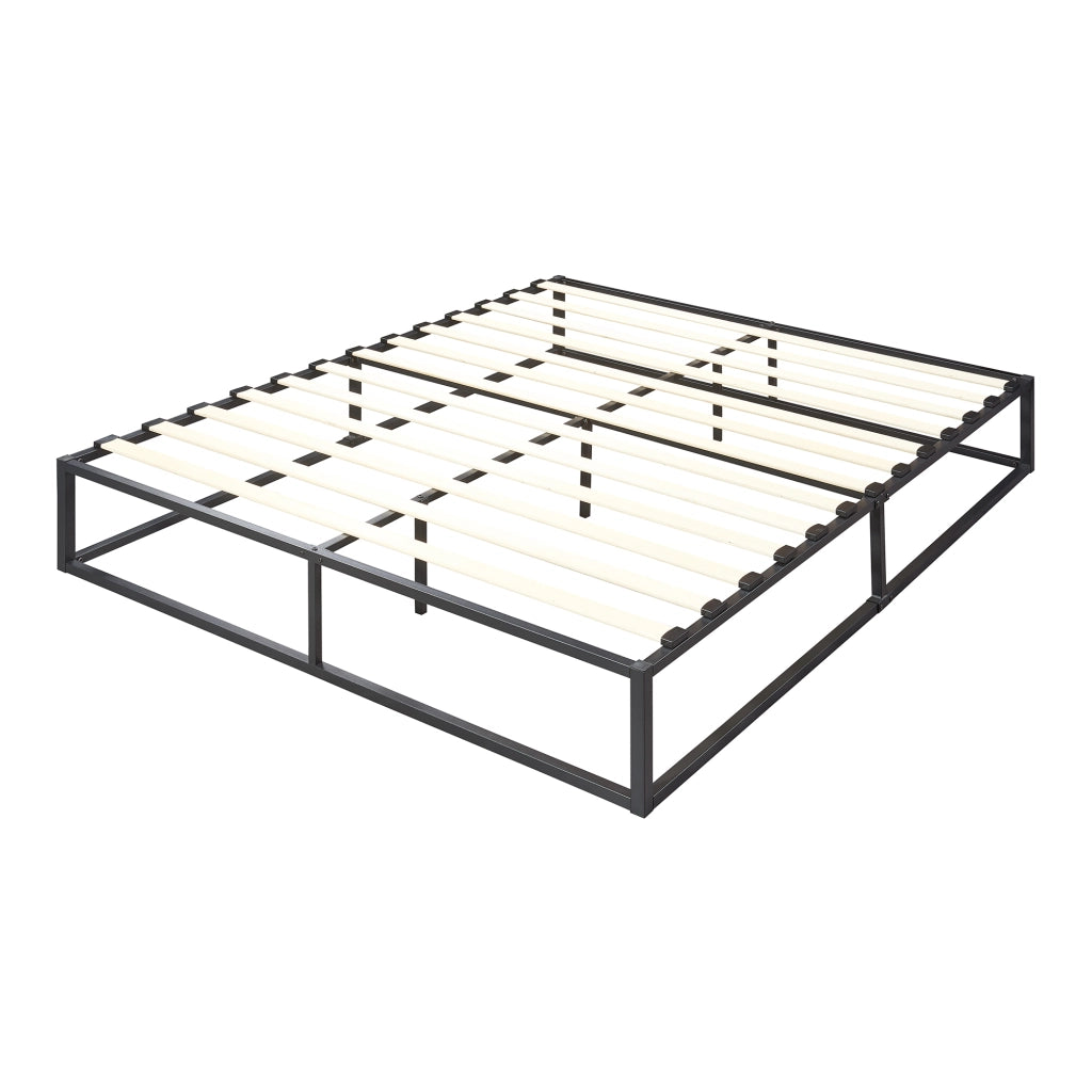 Letto Matrimoniale Kreta in Acciaio 180 x 200 cm Nero [en.casa]