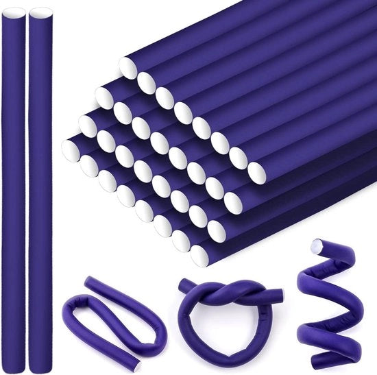 30 pezzi di rulli per capelli senza calore - rulli di schiuma flessibili per pieghe in viola per donne e ragazze, adatti per capelli lunghi e corti