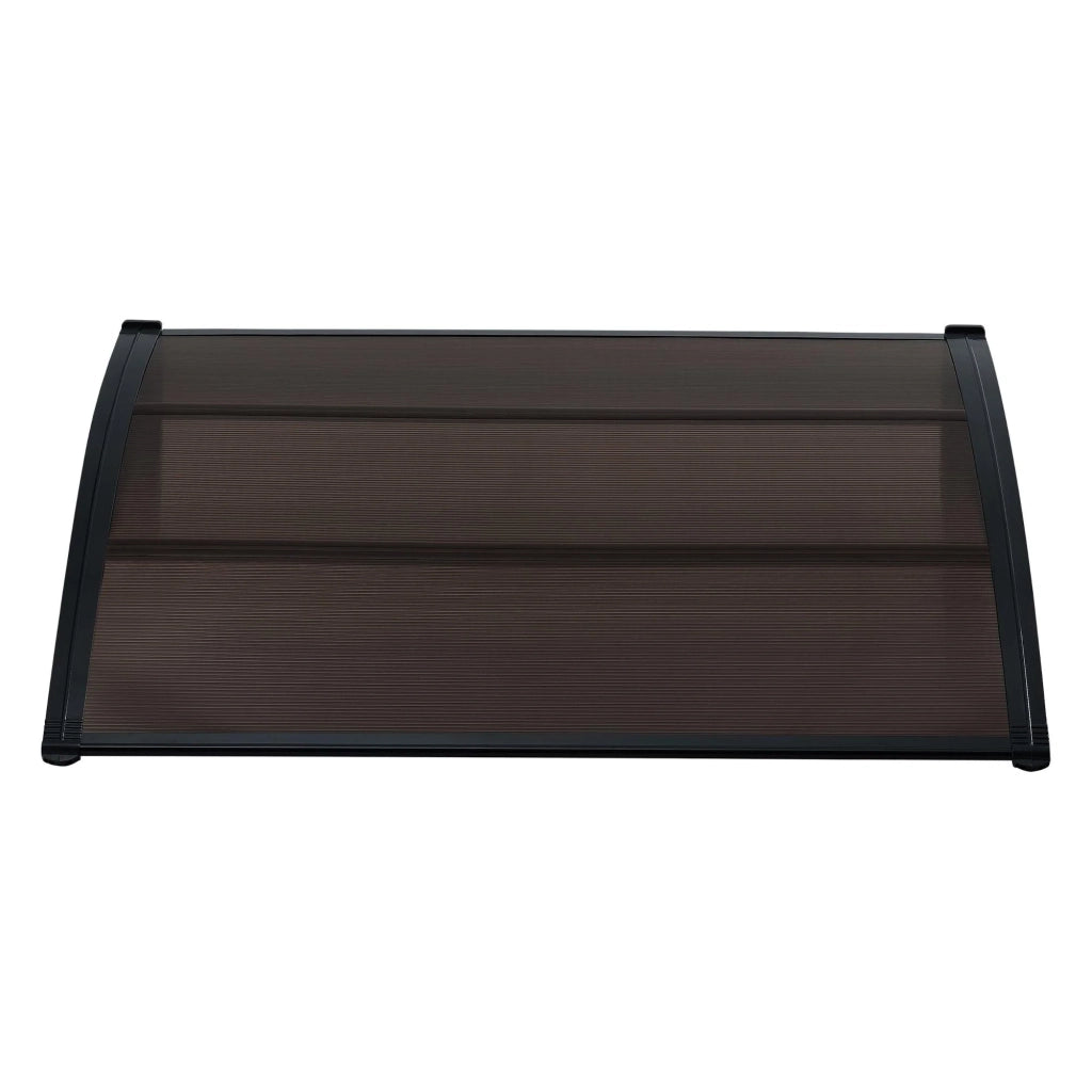 Pensilina/tenda per porta d'ingresso in policarbonato/alluminio ABS resistente alle intemperie 120 x 100 cm nero/marrone 03_0004666