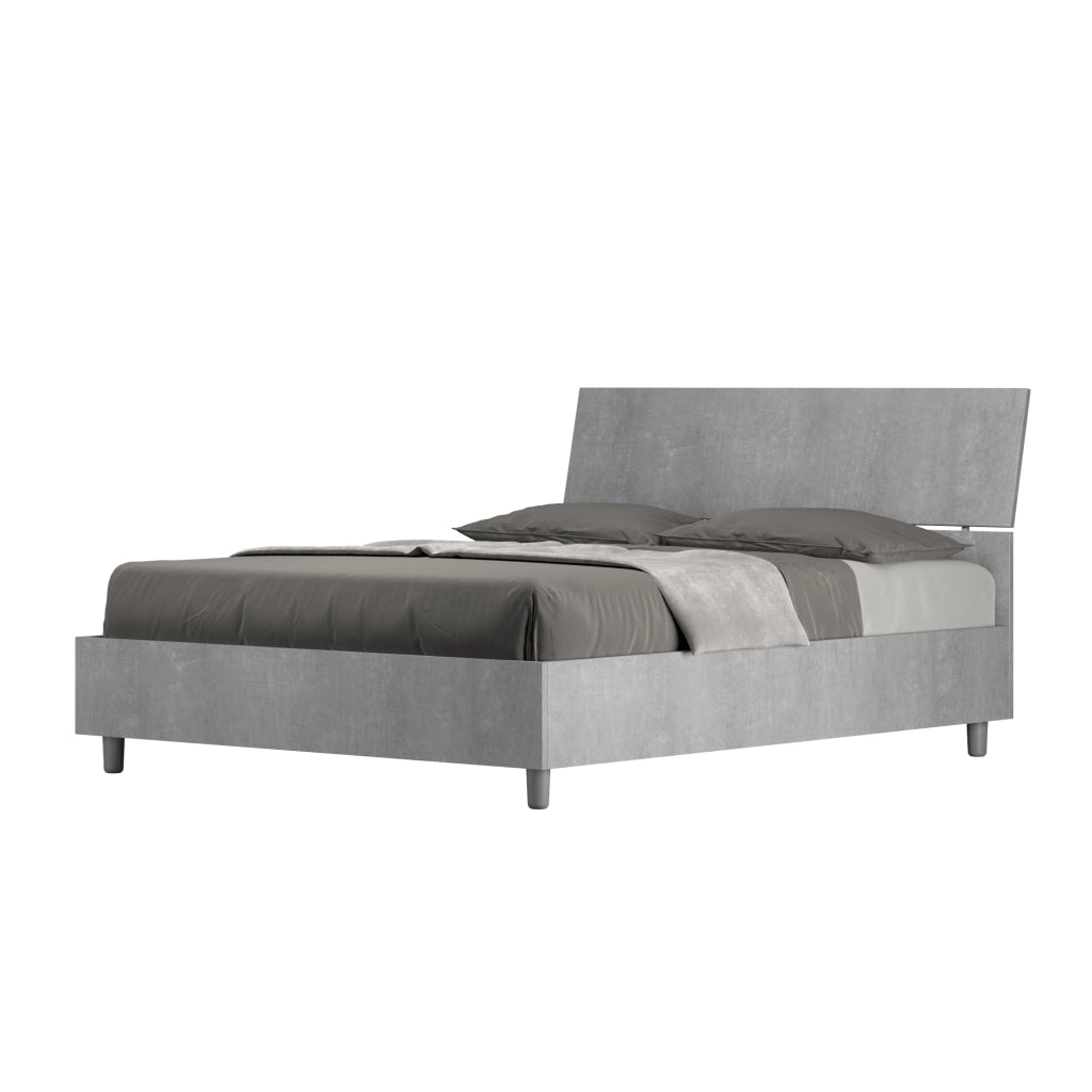 BS COM Letto matrimoniale francese senza rete 140x190 testata inclinata cemento