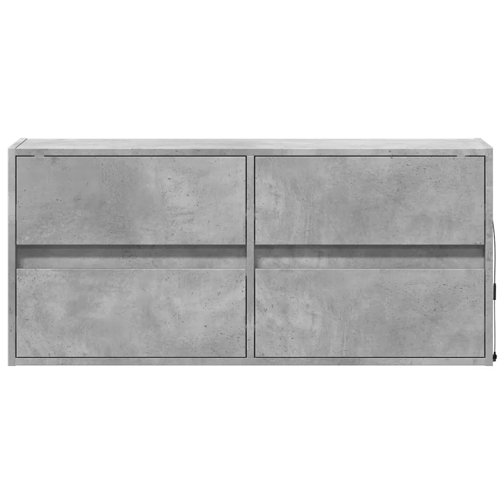 Mobile TV a Parete con Luci LED Grigio Cemento 100x31x45 cm
