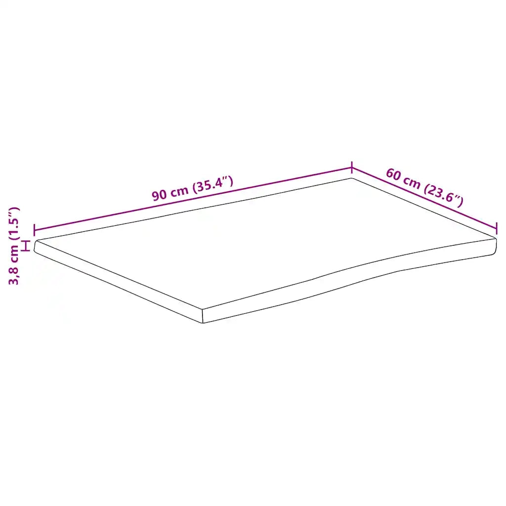 vidaXL Piano per Tavolo 90x60x3,8cm Bordi Vivi in Legno Massello Mango