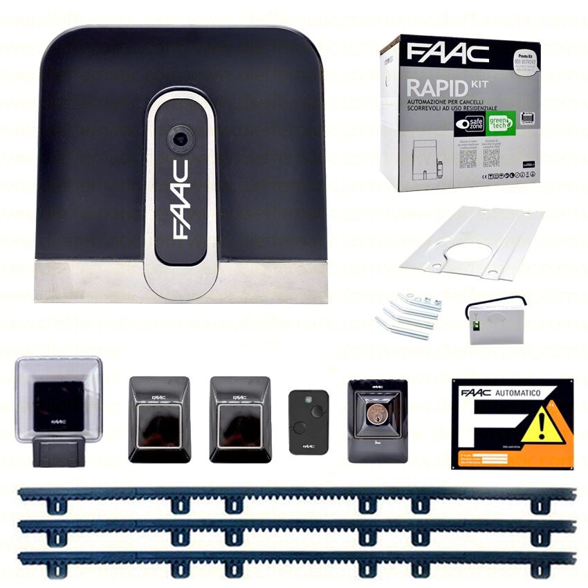 FAAC RAPID C720 KIT 3 MT DI CREMAGLIERA IN NYLON AUTOMAZIONE CANCELLO SCORREVOLE