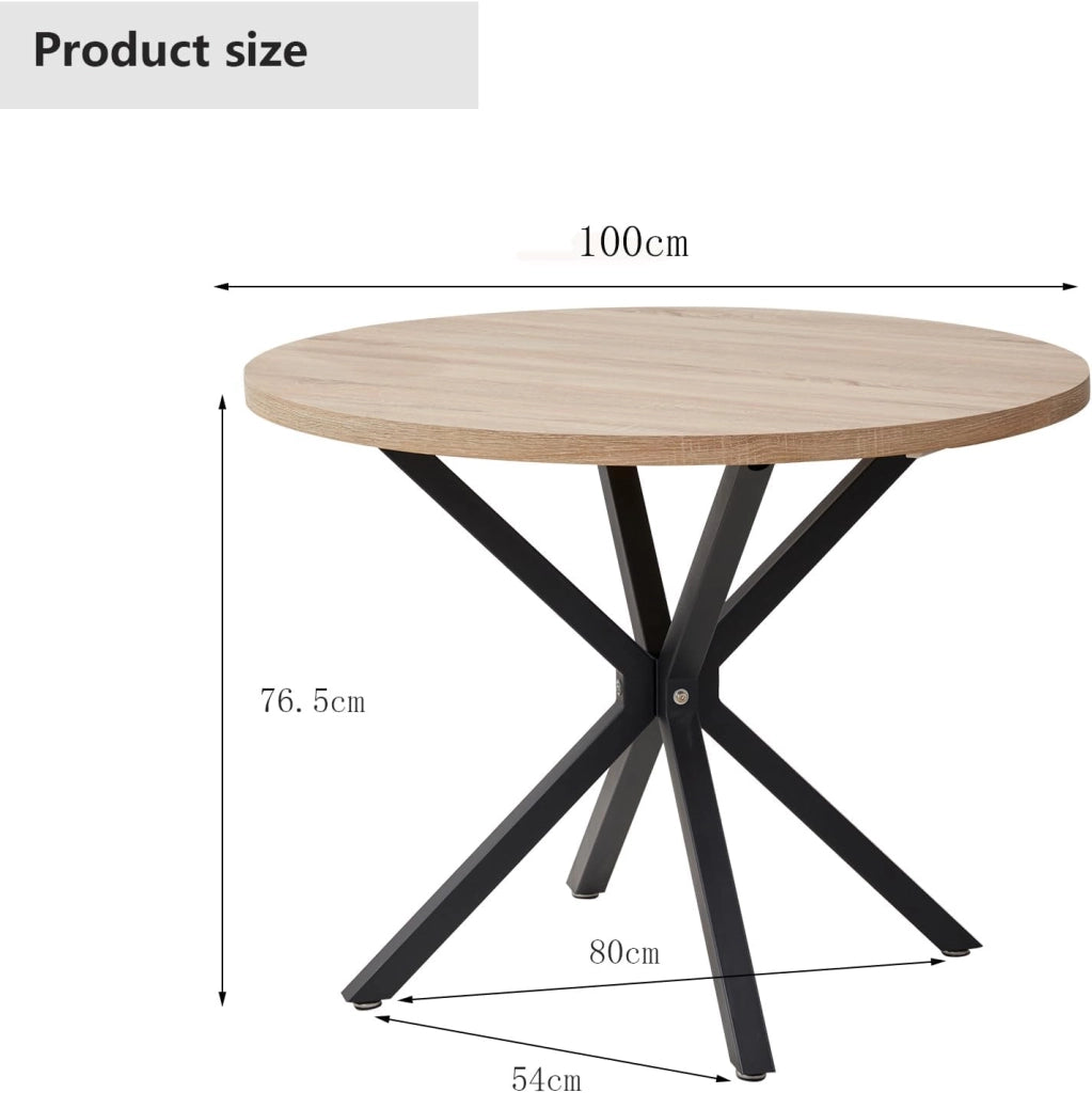 GrandCA HOME Tavolo da Pranzo Rotondo con Piano Moderno Effetto Marmo, Tavolo da Pranzo da Cucina con Quattro Gambe in Metallo, per Sala da Pranzo, Marrone Chiaro