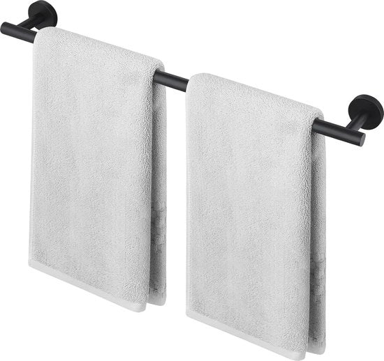 Supporto asciugamani nero 60 cm per bagno e cucina - Supporto per parete in acciaio inossidabile