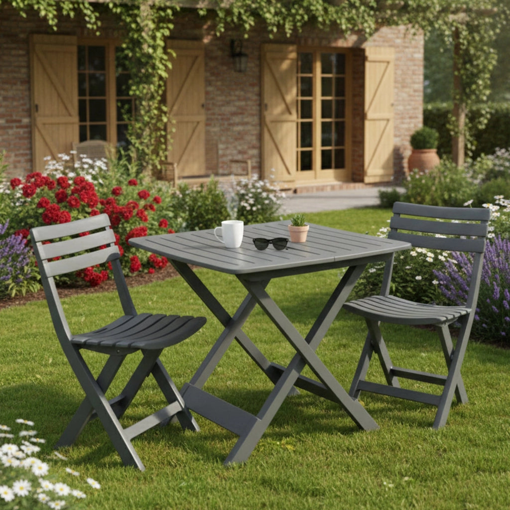 Salottino Outdoor Viticuso, set Salotto da Esterno 2 Posti Made in Italy, Nero Antracite