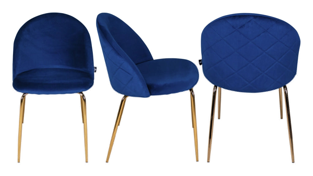 Sedia da pranzo imbottita in velluto blu (2 pz) - Nicole - SD07NIG