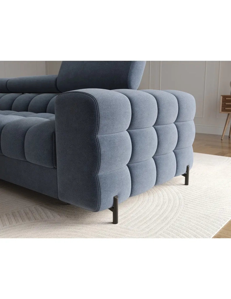 Divano angolare sinistro convertibile Blu design elegante 285x99x181cm FILTRO