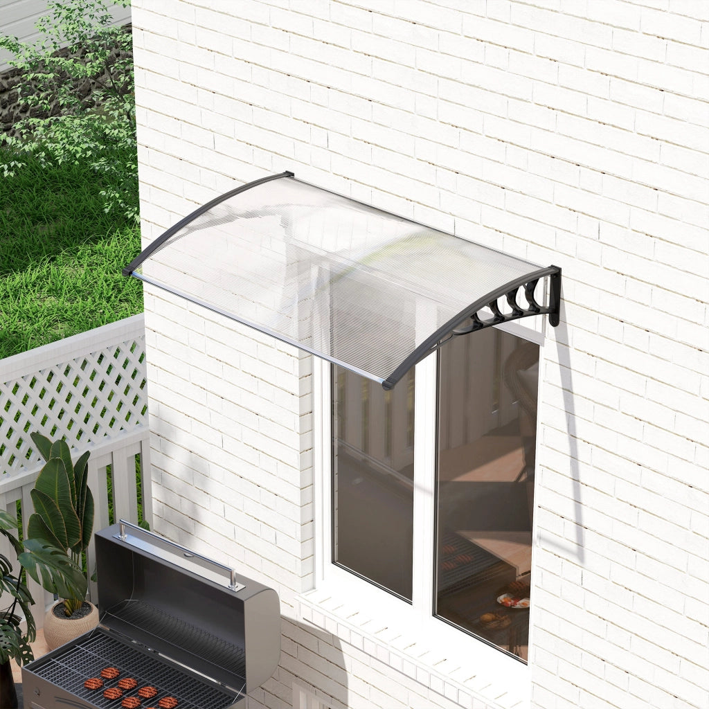Tenda da sole curva ¨C zephmum ¨C policarbonato alluminio grigio 90x150x25 cm
