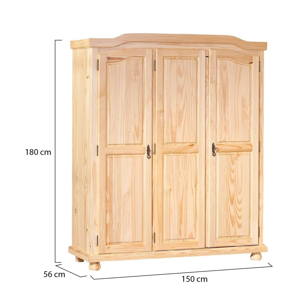 Calosso, Guardaroba 3 ante\ Appendiabiti, 150x180h cm Marrone Rovere