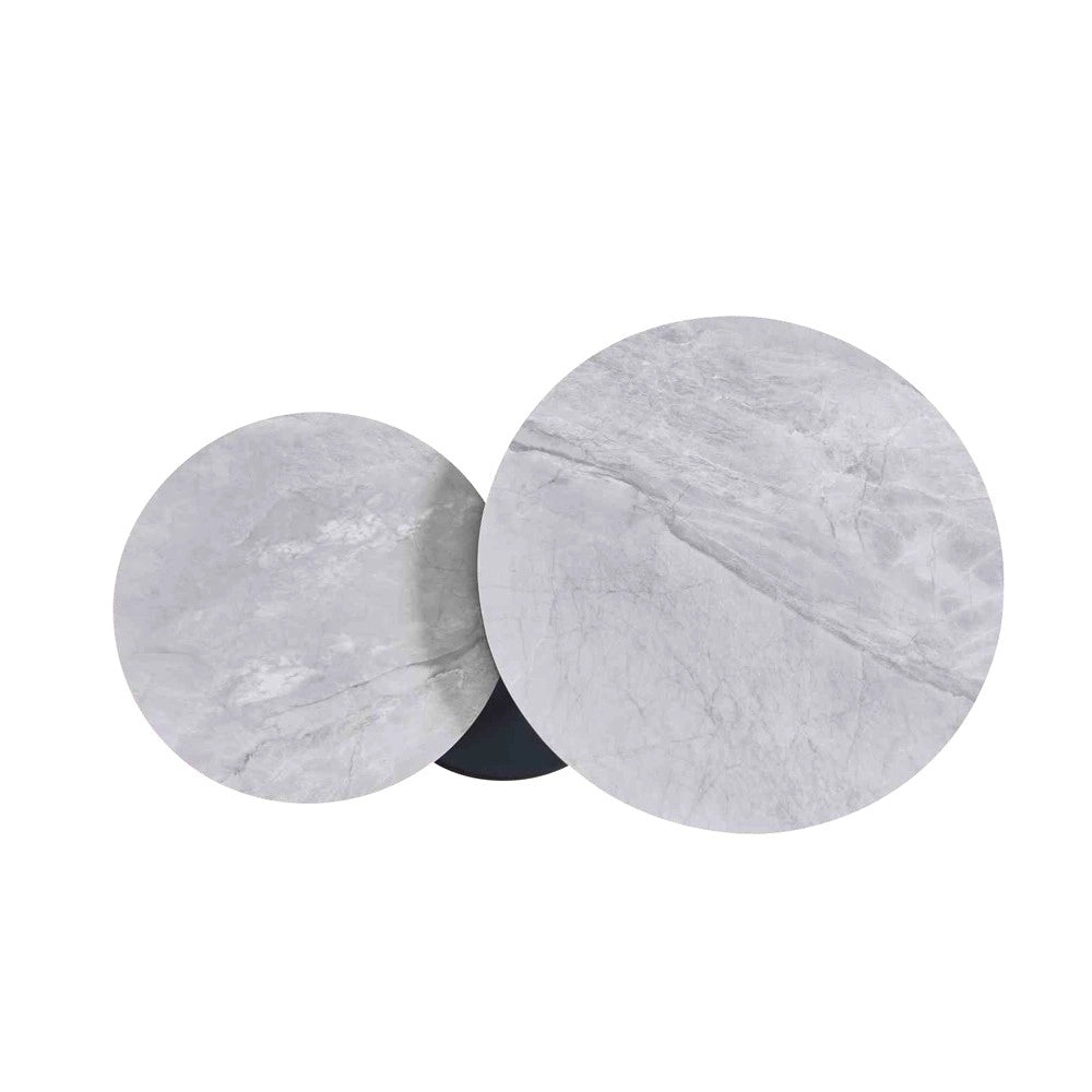 Tavolino Doppio Gleam in Ceramica Grigio Lucido con Struttura Nera – Set Moderno Salvaspazio