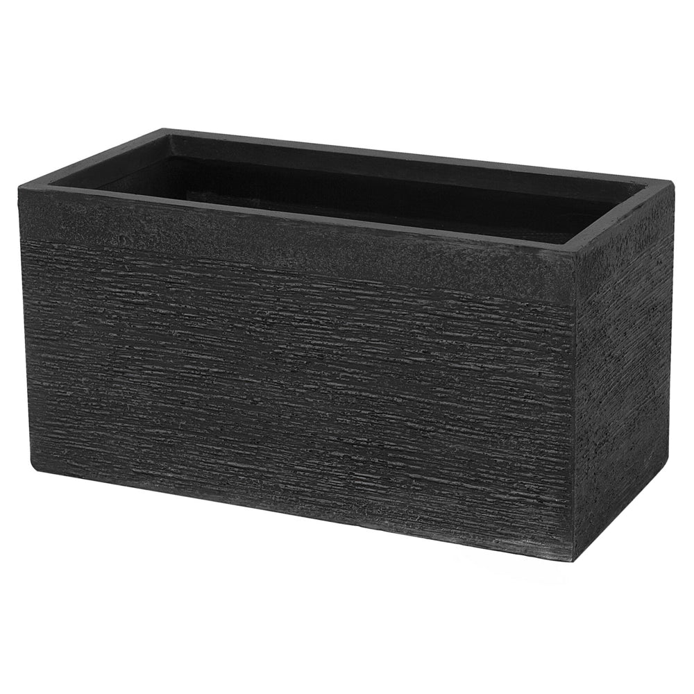 Vaso per piante in fibra di argilla nera 60 x 29 x 30 cm Fioriera rettangolare per interni ed esterni