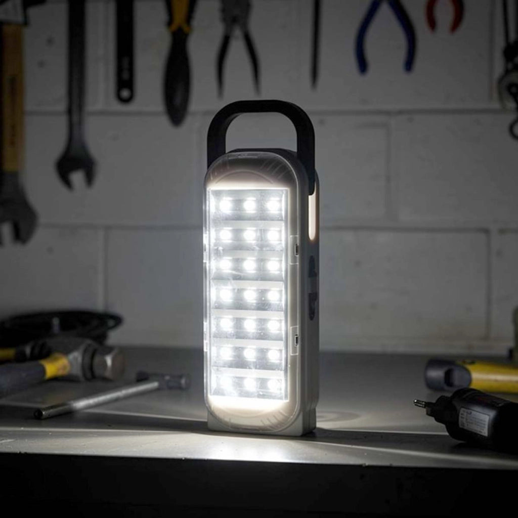 Lampada di emergenza 21 LED ad alta luminosità con maniglia per il trasporto Bianco Avizar