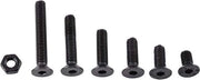 Assortimento di viti e dadi 250 pezzi M3 in acciaio nero cromato - viti a 6 gherde con filo completo e finitura semplice - testa piatta.