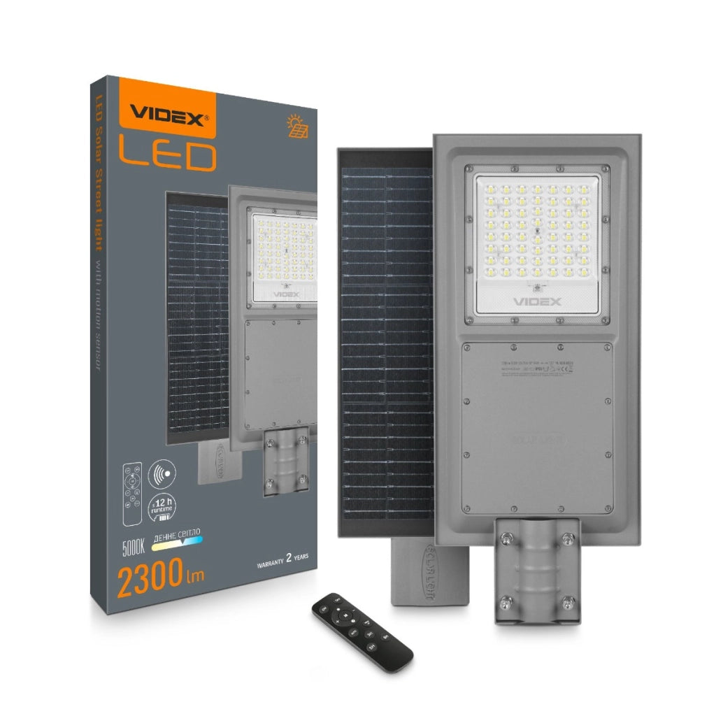 Lampione solare LED 20W Videx 2300lm IP65 sensore telecomando