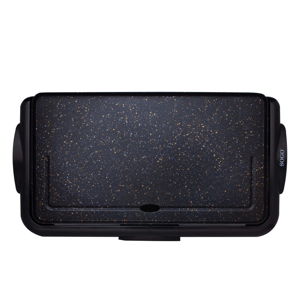 SOGO Piastra Elettrica 46x26cm Rivestimento in Pietra, Antiaderente, Termostato Regolabile, 2000W per Carne, Pesce e Verdure