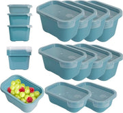 Contenitori a chiusura ermetica per alimenti - set da 10 pezzi - adatti per forno a microonde e lavastoviglie - contenitori in plastica con coperchi blu