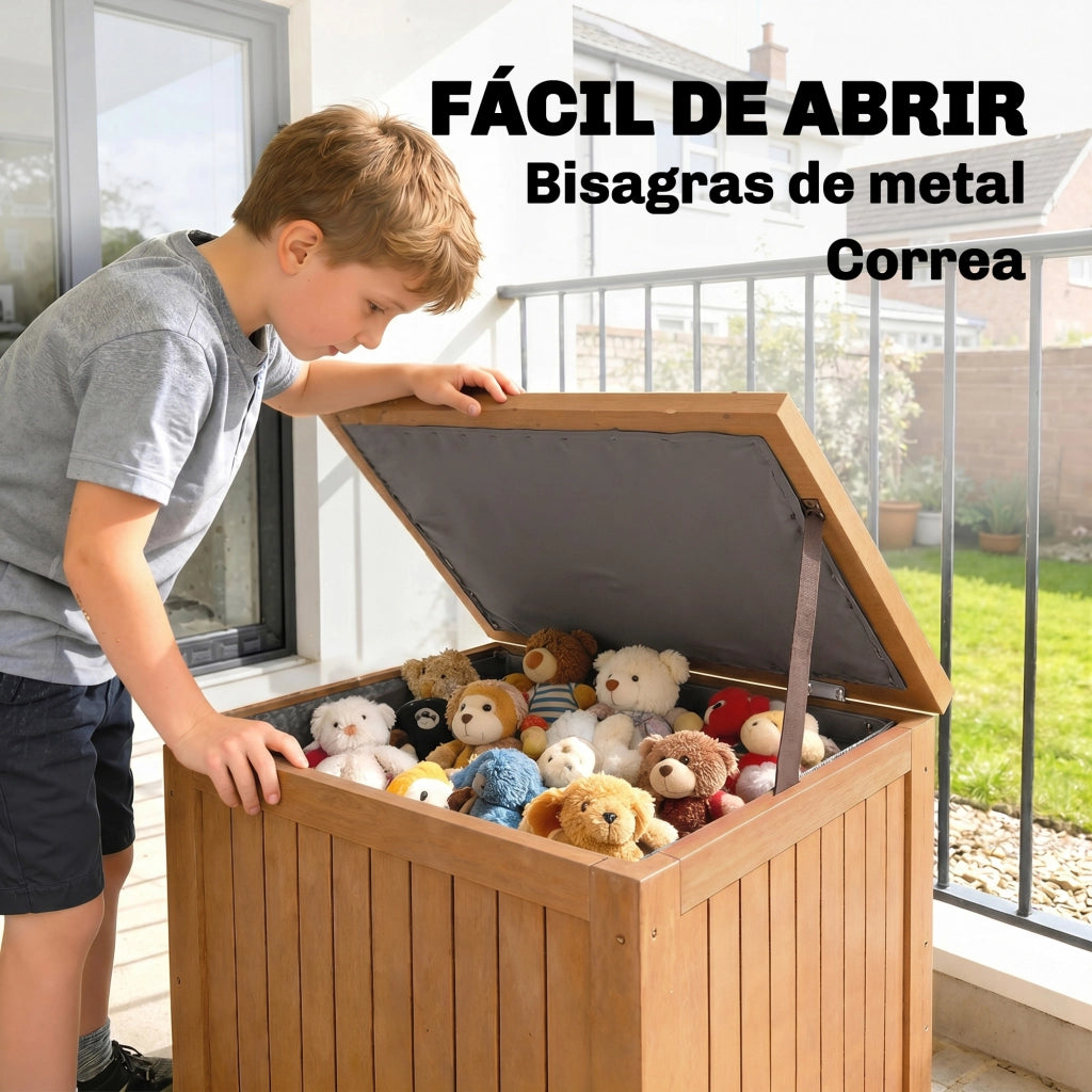 Baule per Esterno in Legno 130L ¨C zephmum ¨C Marrone 63x51x58,5 cm