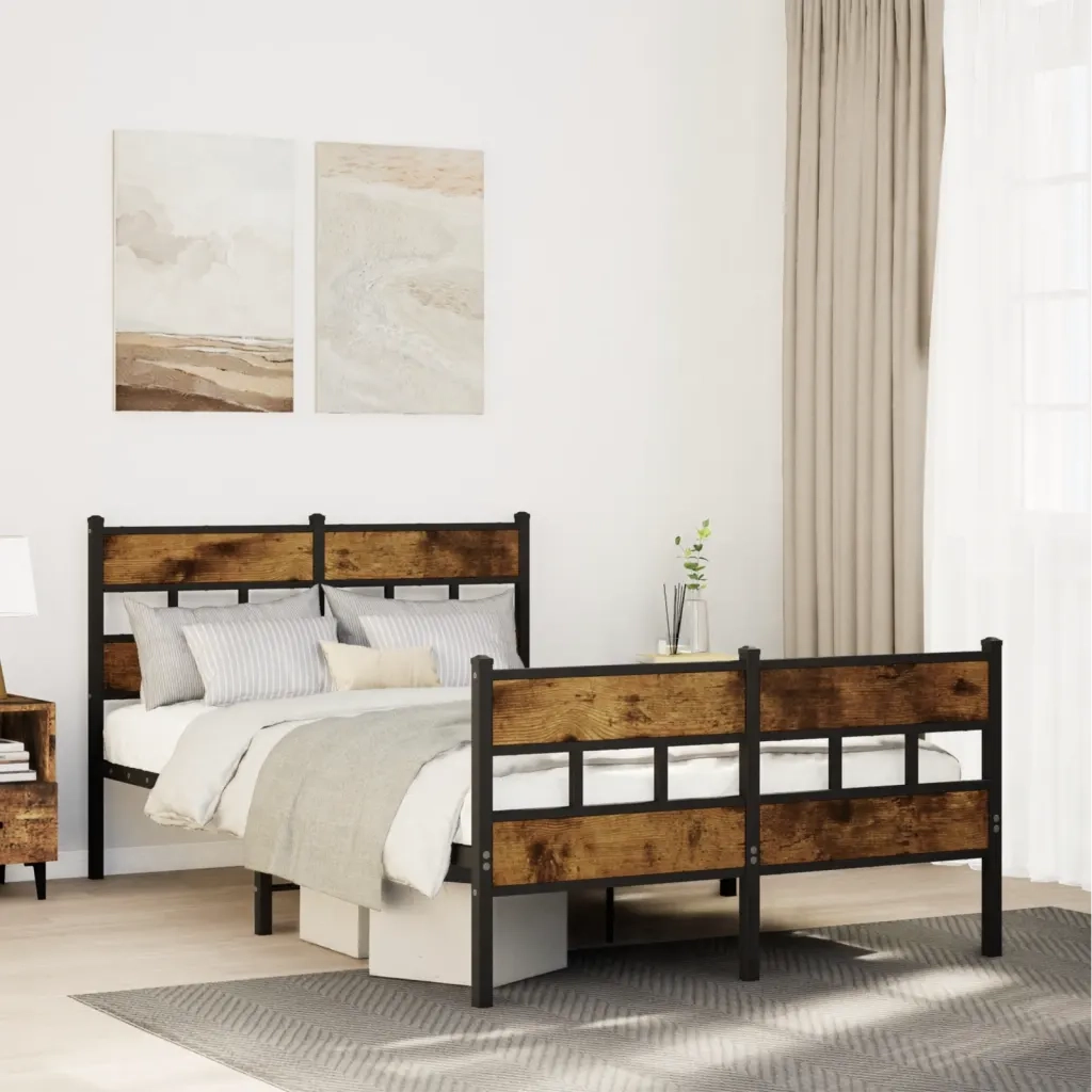 Giroletto senza Materasso in Metallo-Struttura Letto Rovere Fumo 120x200 cm 764998
