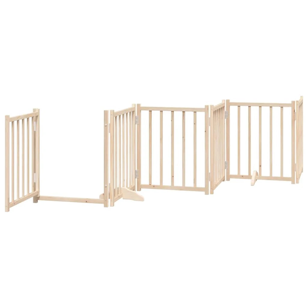 Cancelletto di sicurezza per animali domestici porta pieghevole 15 pannelli legno di pioppo marrone 02_0023206