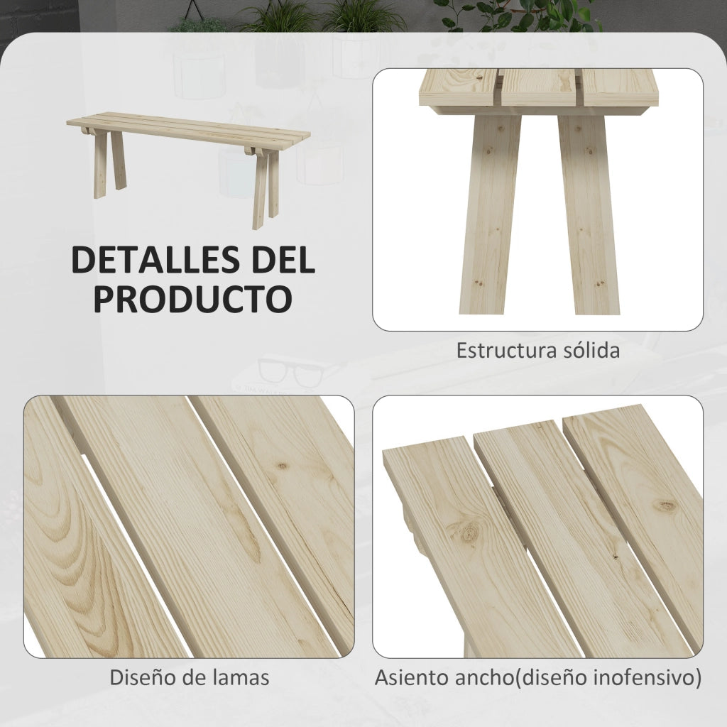 Panchina in Legno 2 Posti ¨C zephmum ¨C Naturale 130x38x45 cm
