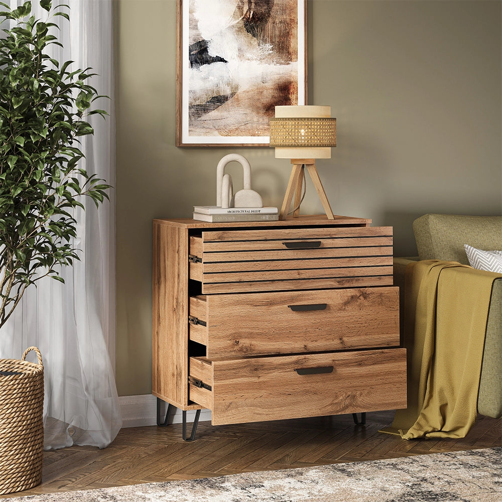 Vicco Cassettiera Quercia Wotan 80 x 82 cm con 3 cassetti