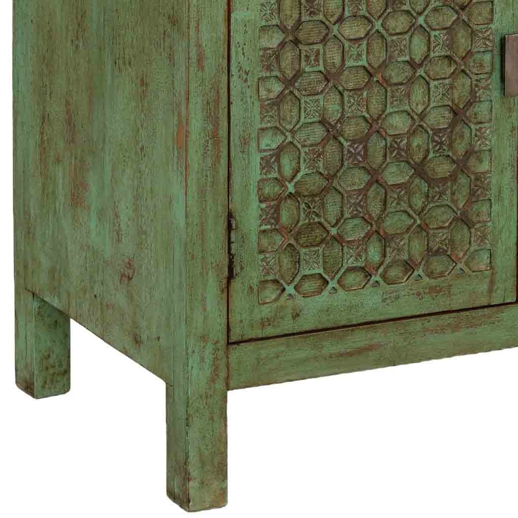 Vetrina in legno verde fatta a mano 85x40x180h cm