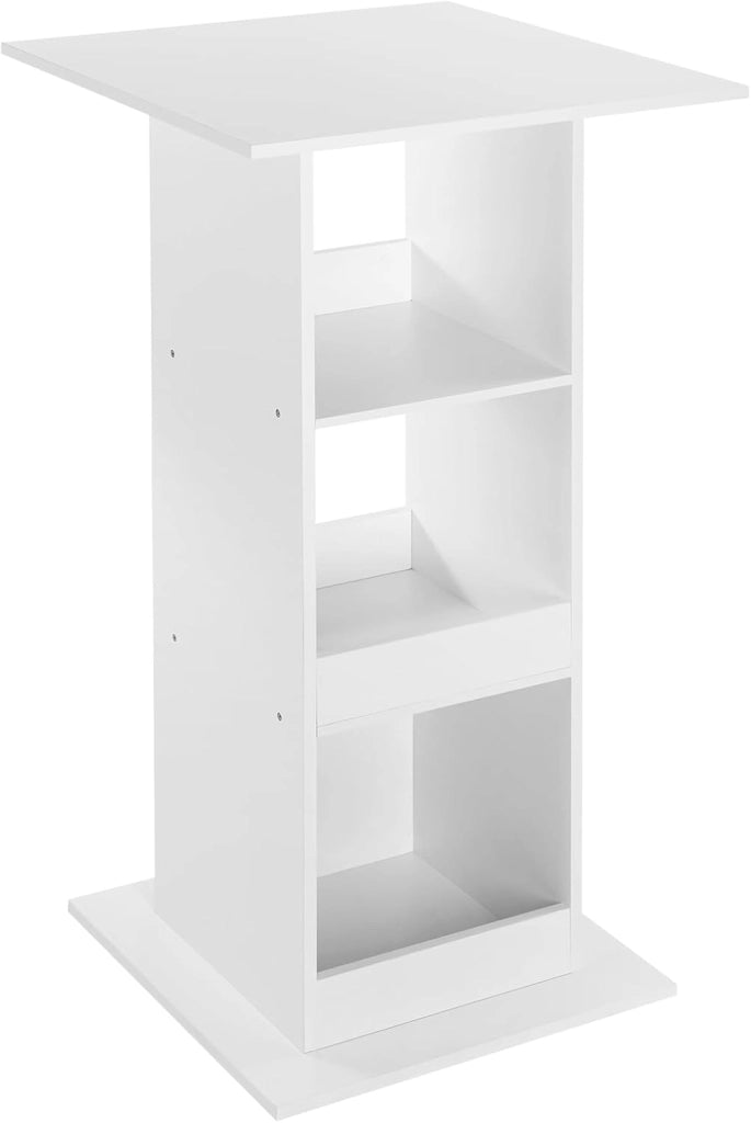 Tavolo da Bar Quadrato, Tavolino Alto e Stretto con 3 Ripiani, Tavolo Alto Cucina, Sala da Pranzo, Bistrot, in Truciolare, 60x60x109 cm, Bianco