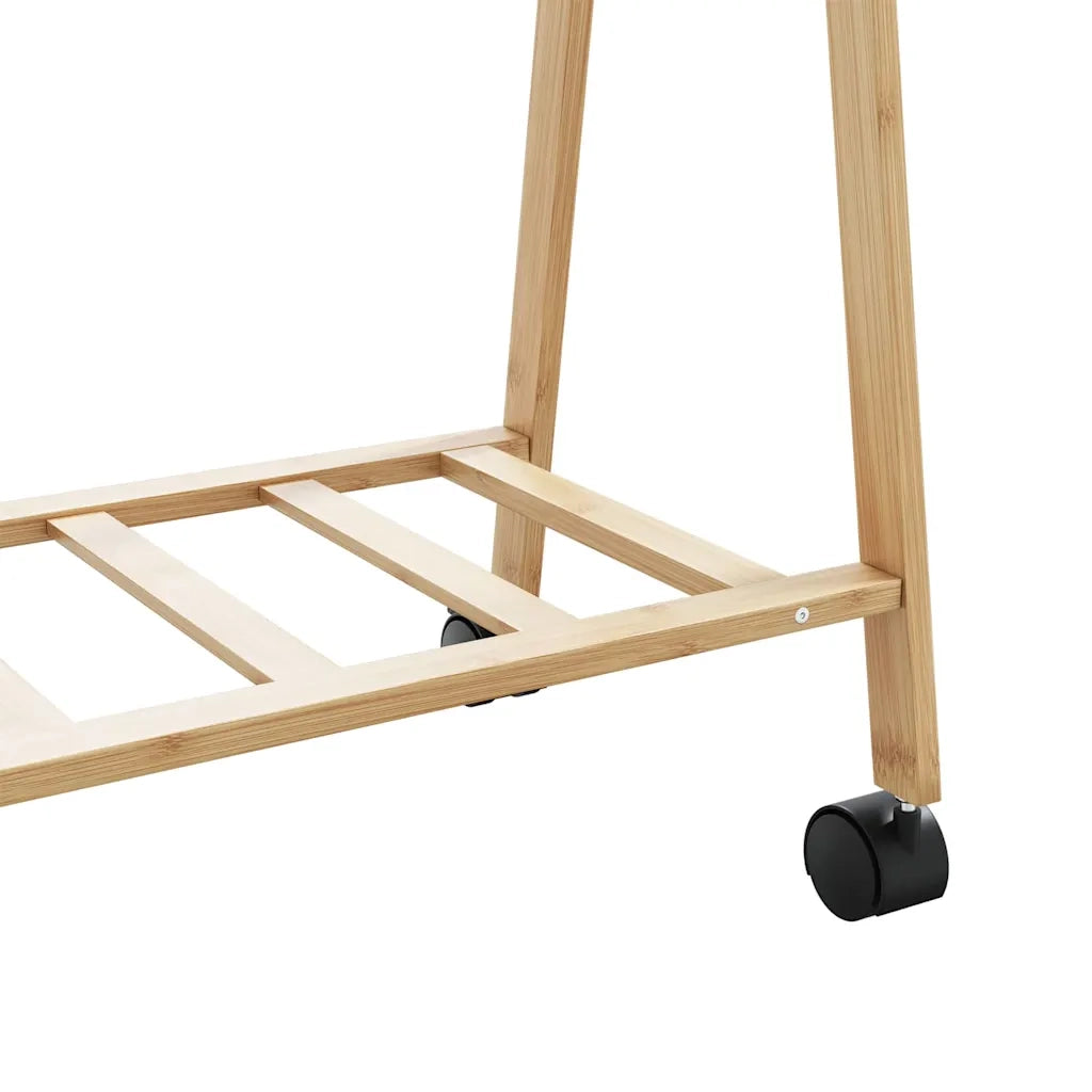 Appendiabiti con Ripiani e Ruote 106x34x106,5 cm in Bambù 4008903