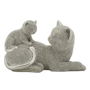Scultura Gatti 2, Argento, Poliresina, 19x9x13 cm