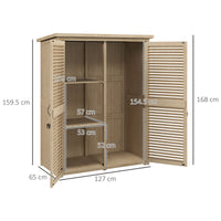 Armadio da Esterno a 2 Ripiani 127x65x159.5/168 cm in Legno di Abete