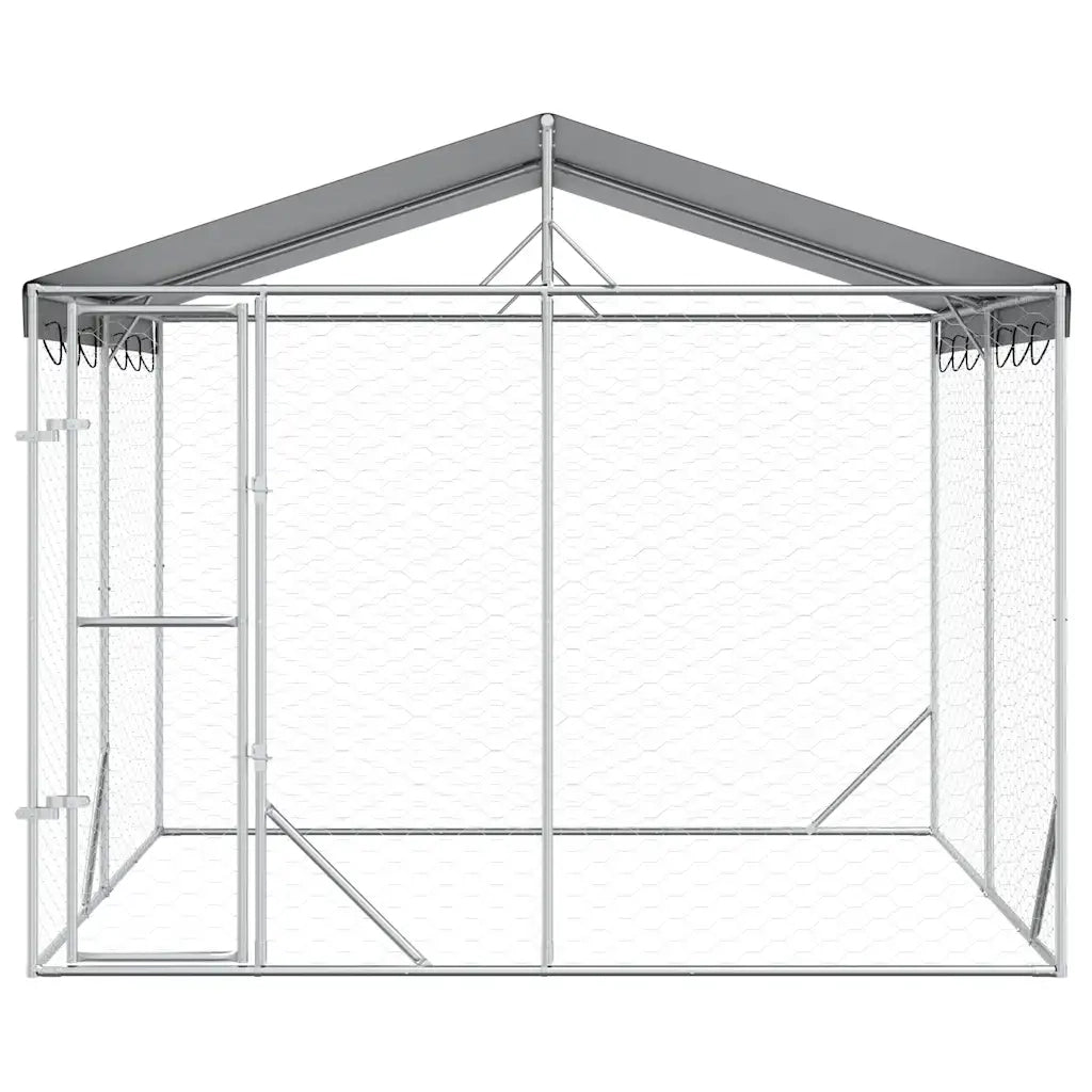 Cuccia Cani da Esterno Tetto Argento 3x3x2,5 m Acciaio Zincato 3190486