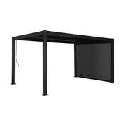 Pergola bioclimatica 3x4m in alluminio e acciaio  + tenda 3m, nero