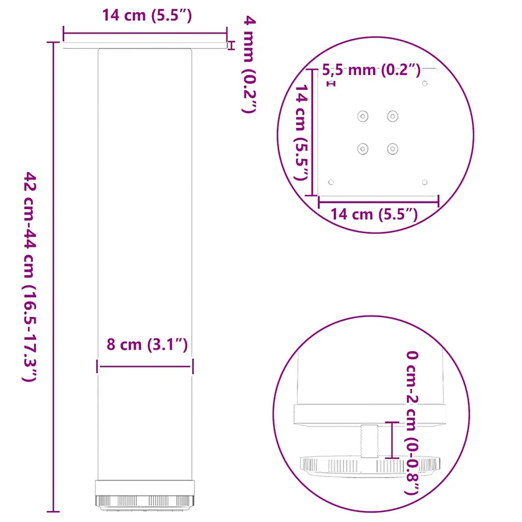 Gambe per Tavolino da Caffè 4 pz Nere 42-44 cm Acciaio 4012464
