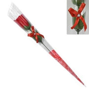 Trade Shop - Set 12 Pz Rose Rosa Rossa Fiore Con Diamantino Fiocco 36cm Regalo San Valentino -
