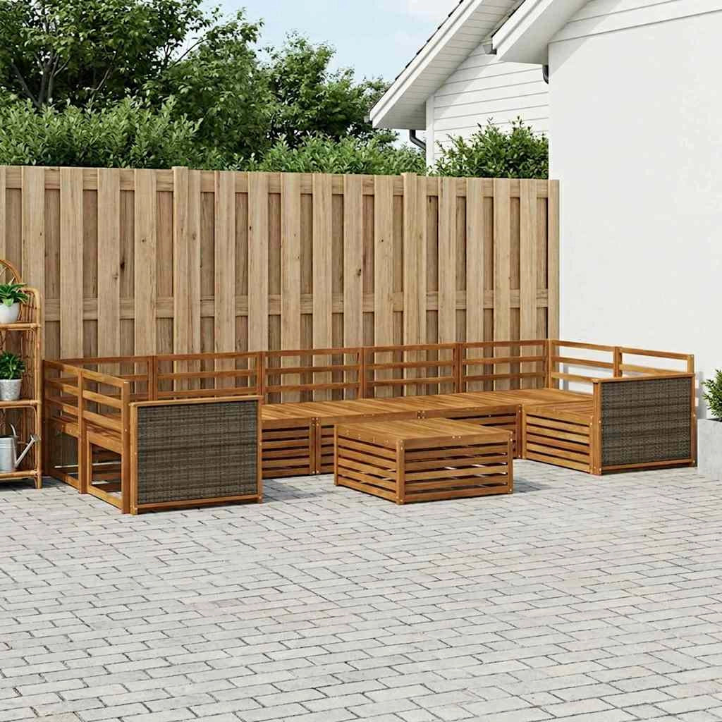Set di divani da esterno 8 pz Naturale Legno di Acacia Massello 3383137