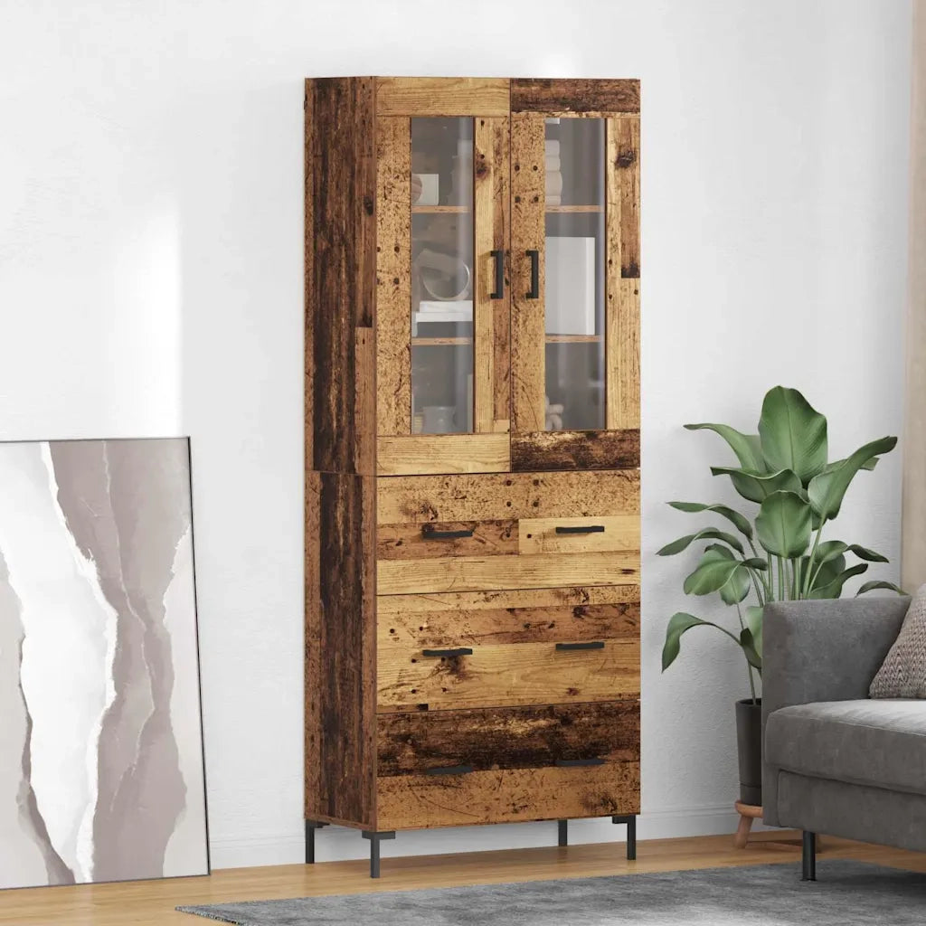 Credenza con cassetto 2 pz | Madia | Buffet da pranzo | Armadio da pranzo Legno vecchio Legno multistrato