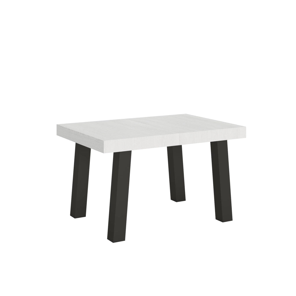 Tavolo Allungabile 120-224x90x77 cm Bridge Bianco Frassino Telaio Antracite