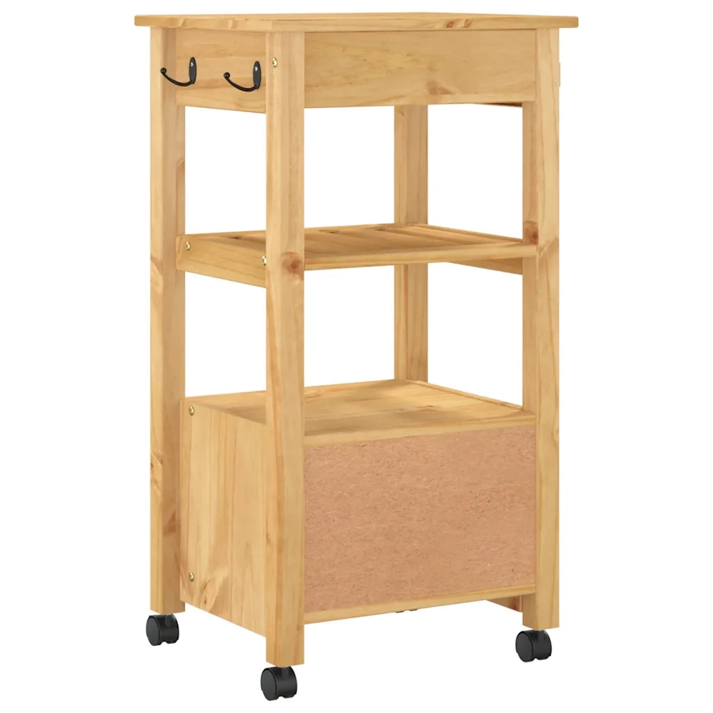 Carrello da Cucina MONZA 48x40x88,5 cm in Legno Massello di Pino 376082