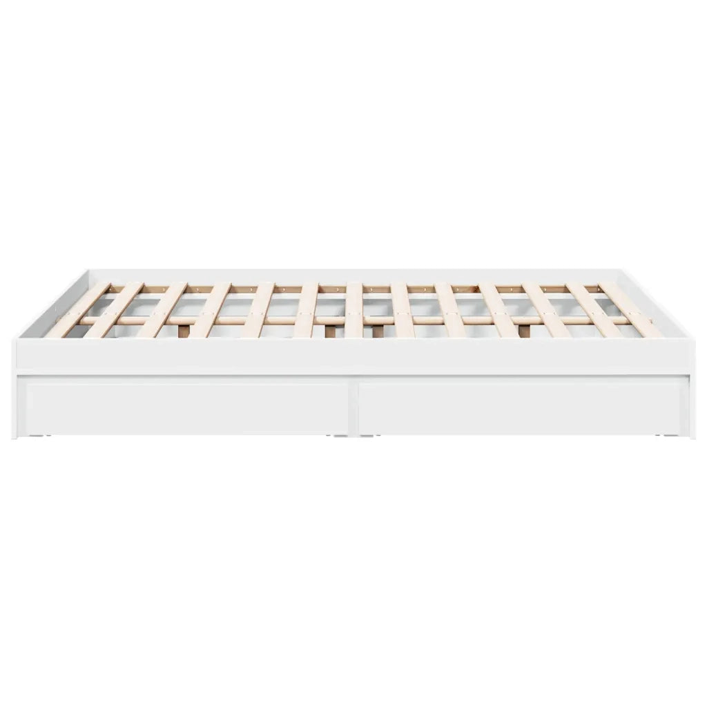 Giroletto con Cassetti-Struttura Letto con contenitore Bianco 135x190 cm in Legno Multistrato 979688