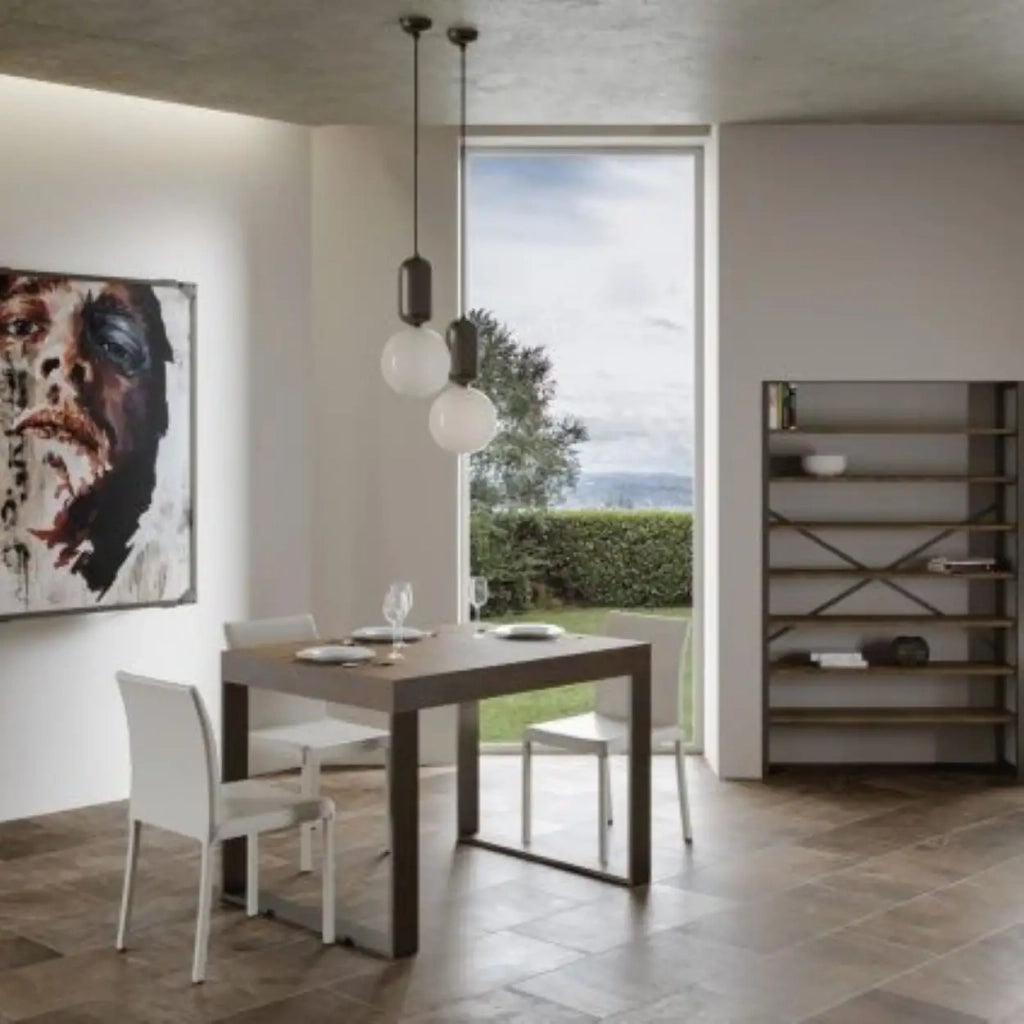 Tavolo allungabile 140/400x90 cm Tecno Premium colore noce gambe antracite